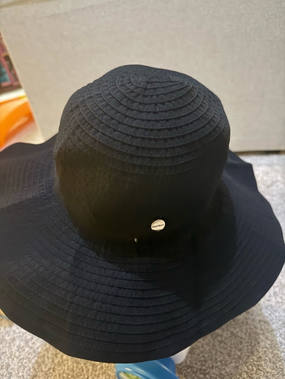 Seafolly Black Wide Brim Beach Hat